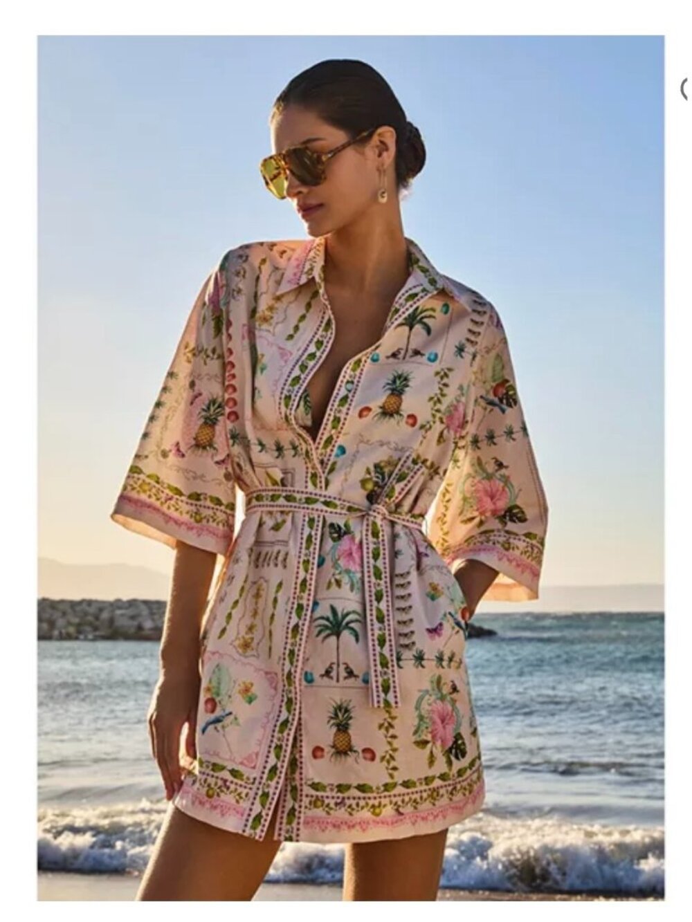 NWT Monte & Lou Linen Shirt Dress Camo Size Medium - Picture 2 of 10